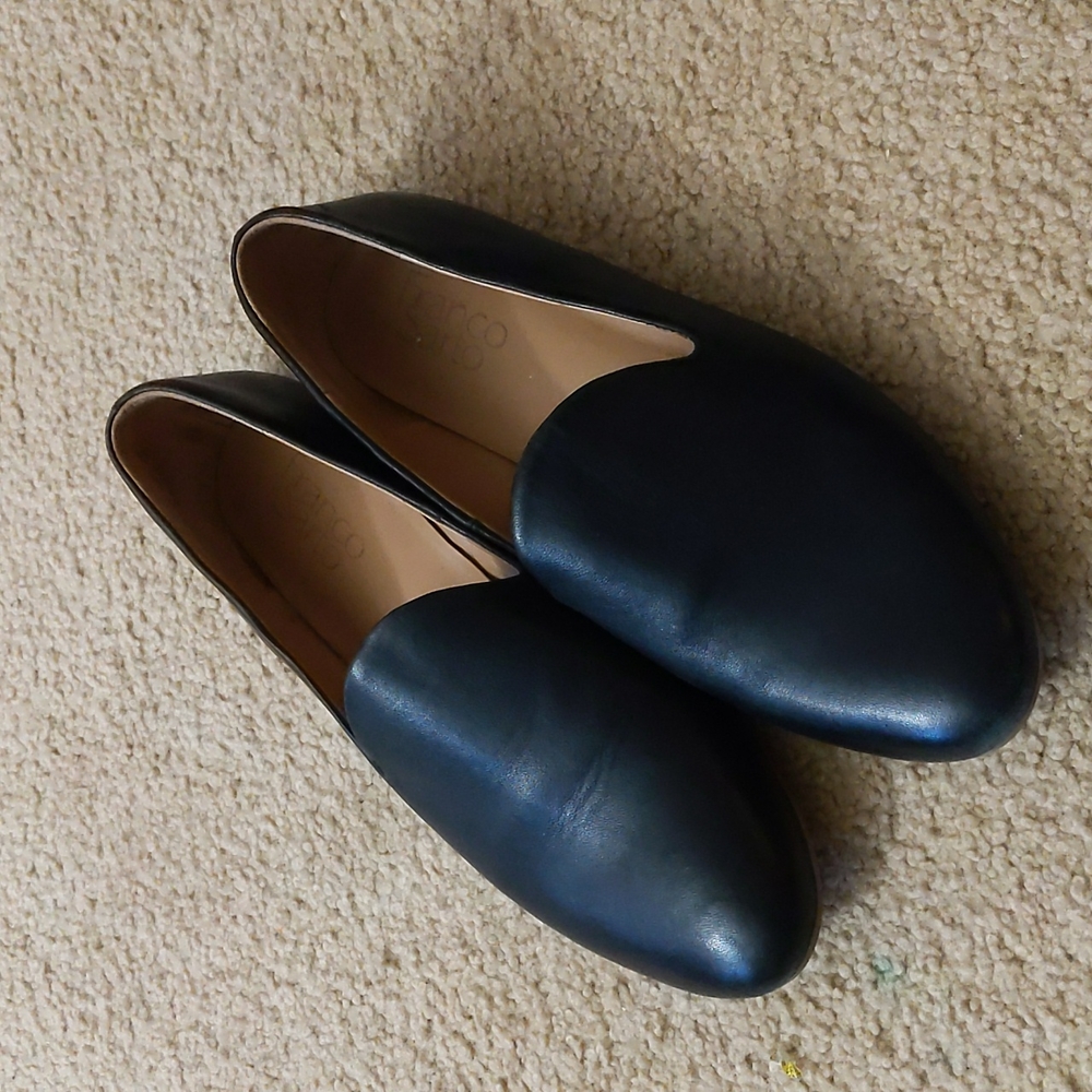 Franco Sarto Black Leather Upper Slip On Business Professional Loafers Size 7M